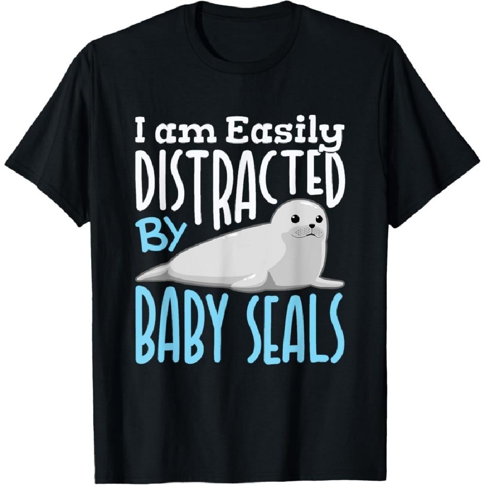 

Baby Seal Animal I Am Easily Distracted by Baby Seals T-Shirt XXXXXL чёрный