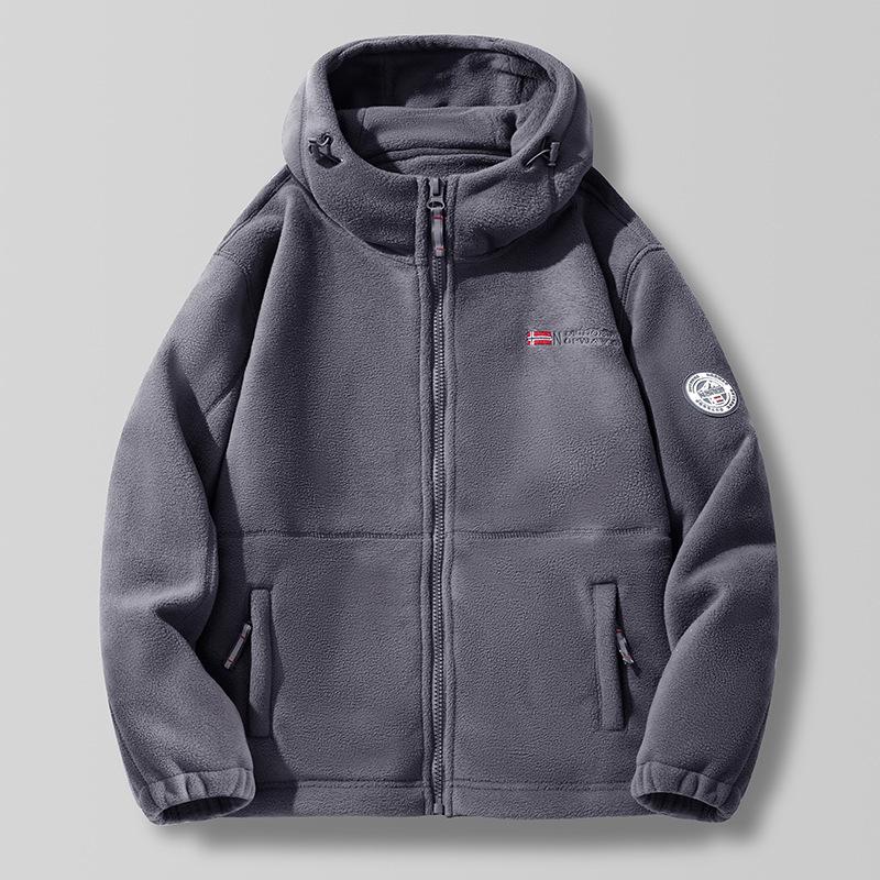 Unisex Sherpa Fleece Hooded Jacket: Warm, Thick, Casual Fashion for Autumn & Winter.