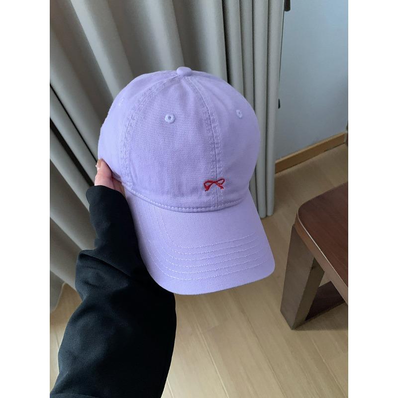 Sweet Little Bow Embroidered Cap Women's New Deepened Big Head Circumference Wide Brim Soft Top Baseball Cap