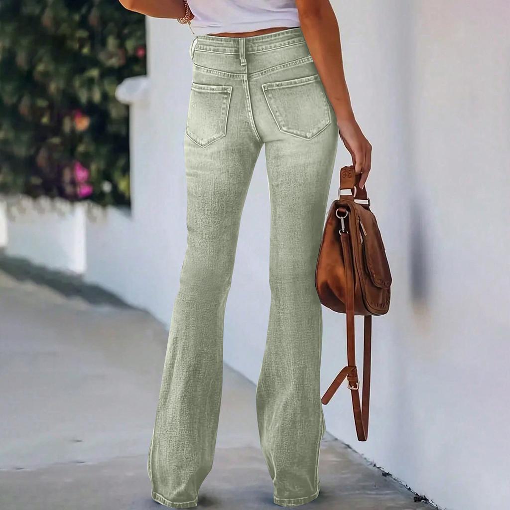 Damen Retro Straight Leg Micro Flared Jeans