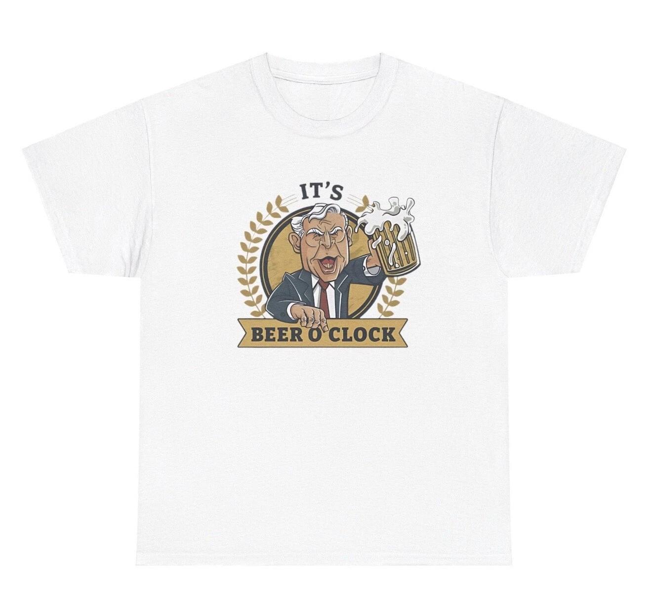 It’s Beer O’Clock T Shirt Funny Alcohol Day Drinking Alcoholic Humor Gift Tee XL