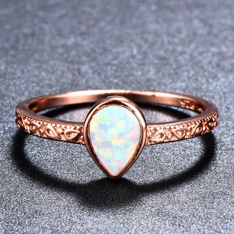 

Fashion OL engraved pattern retro water drop shaped Orbo ring jewelry women no. 10