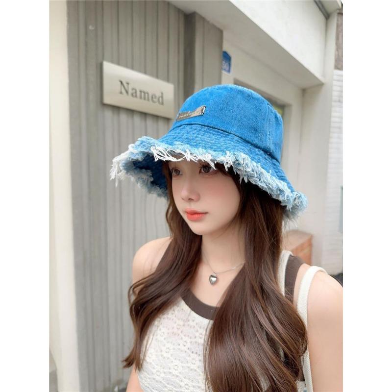 Hat, Women's Fringed Denim Hat, Fisherman Hat, Big Brim Basin Hat