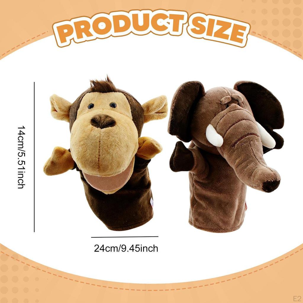 2 Pieces Animal Hand Puppet Plush Soft Toy Educational Stuffed Storytelling Puppets for Game
