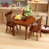 1:12 Dollhouse Miniature Maroon Wooden Table & Chairs Set