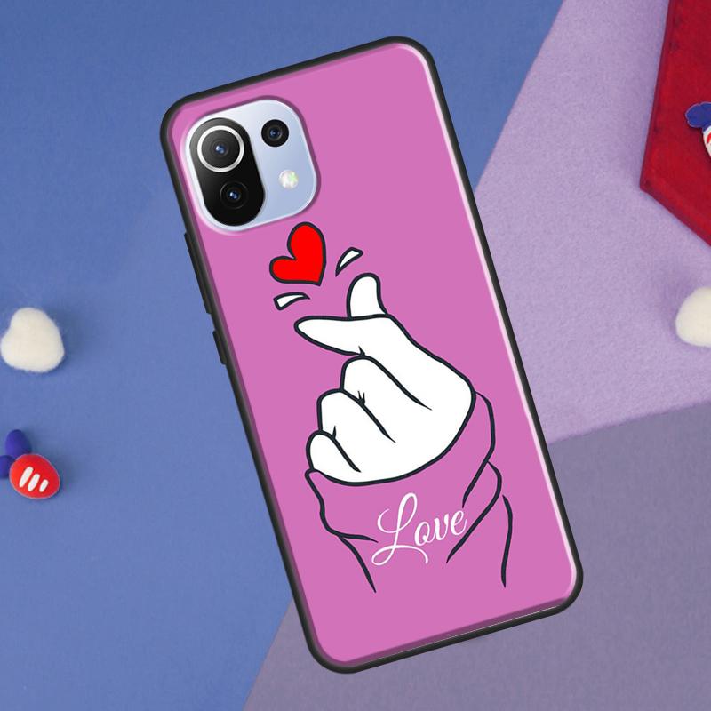 Kpop Finger Heart Cover For Xiaomi 14 13 Ultra 11T 12T 13T 14T Pro POCO X7 Pro X3 X5 F3 F5 F6 M6 X6 Pro Case