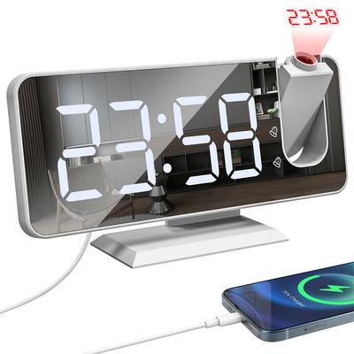 Digital Projection Alarm Clock Large LED Display 180° Rotatable Projector & Dimmer 12/24H DST With Time Temperature for Home Bed
