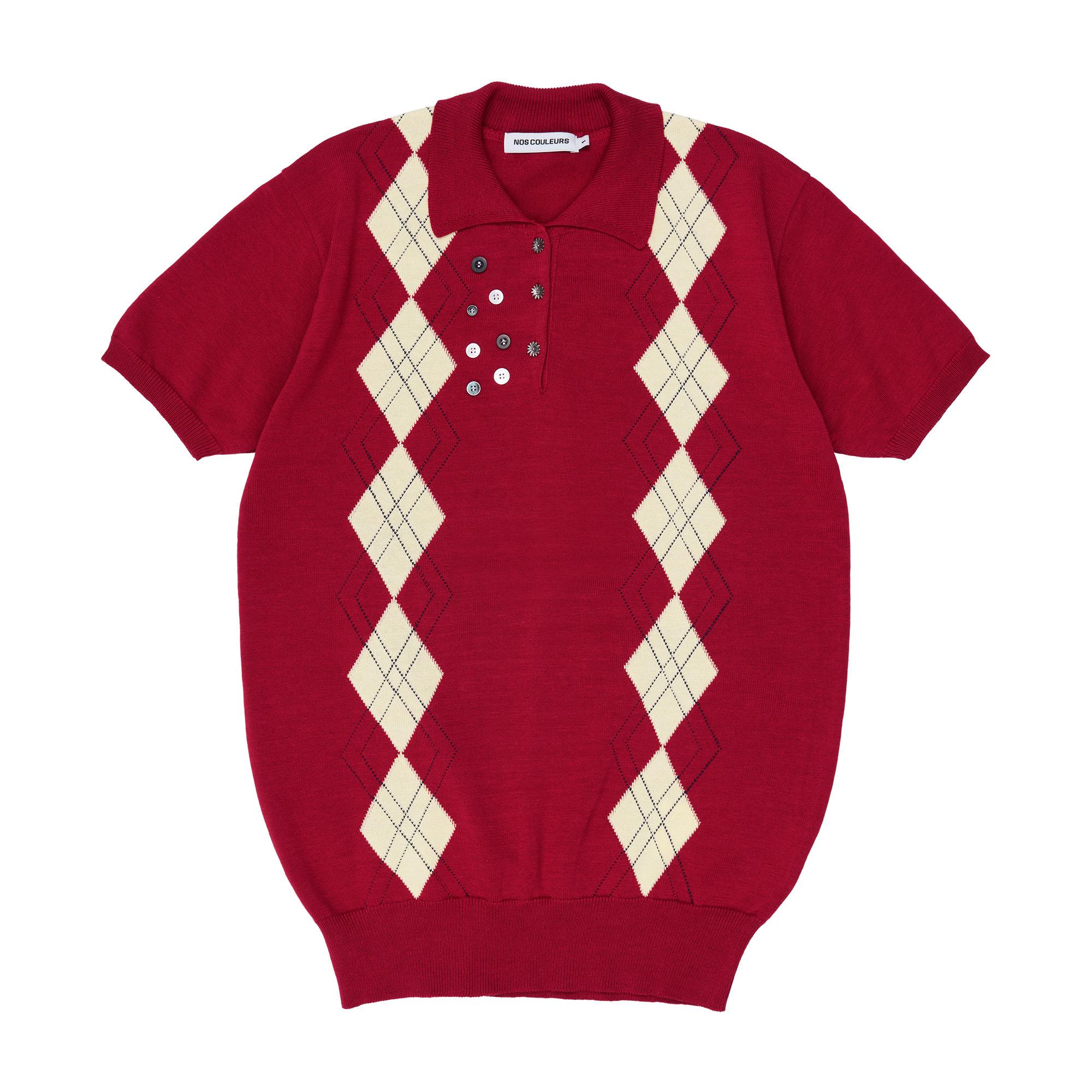 Nocoolers (W)Multi Button Argyll Knit Red 1