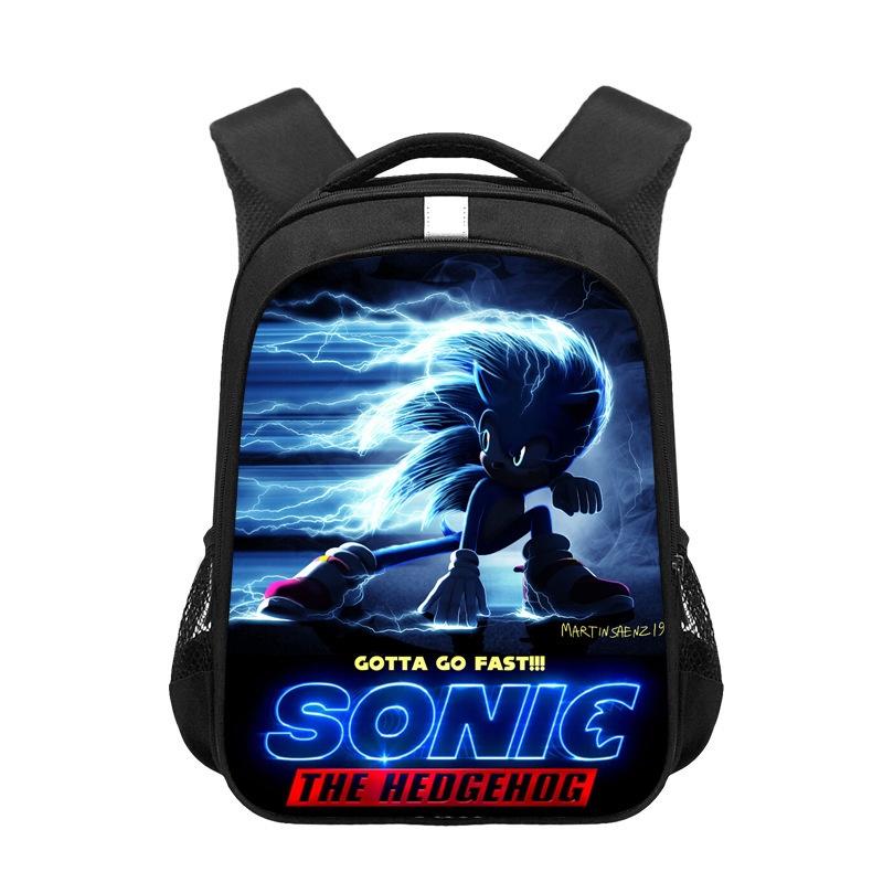 Sonic Cartoon Kids Backpack Durable Polyester Material 20-35l Capacity Zipper Closure Cushioned Shoulder Straps 44*30.5*16cm