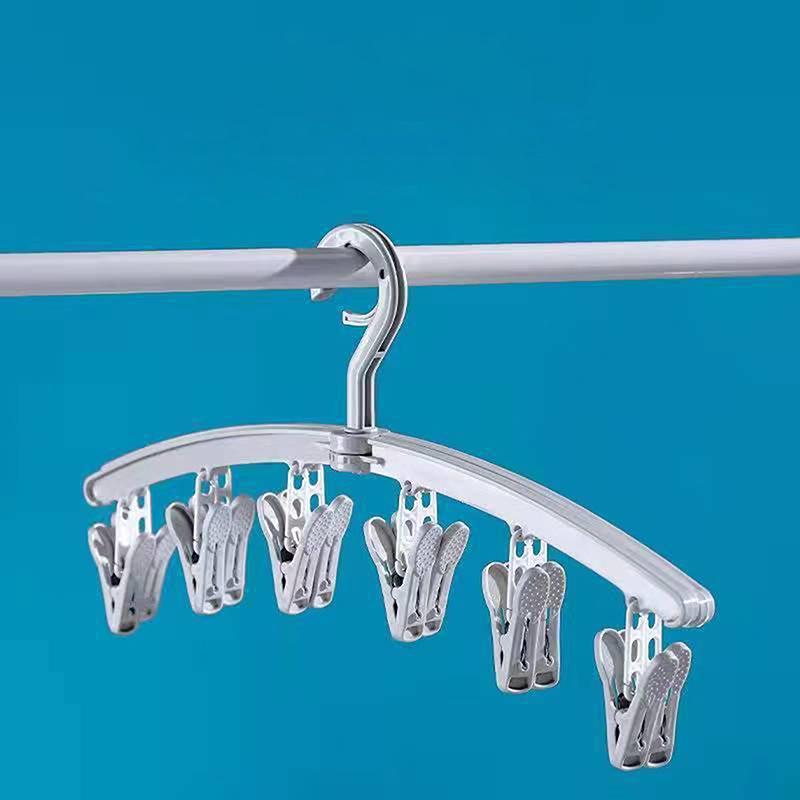 

12 зажимов для сушки носков, ветрозащитная вешалка для нижнего белья, складная вешалка для студентов, бытовая вешалка для сушки, пластиковая вешалка серый