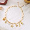 Boho Starfish Scallops Pendant Necklace for Women Ocean Seahorse Pearl Metal Chain Choker Beach Party Aesthetic Jewelry Gifts
