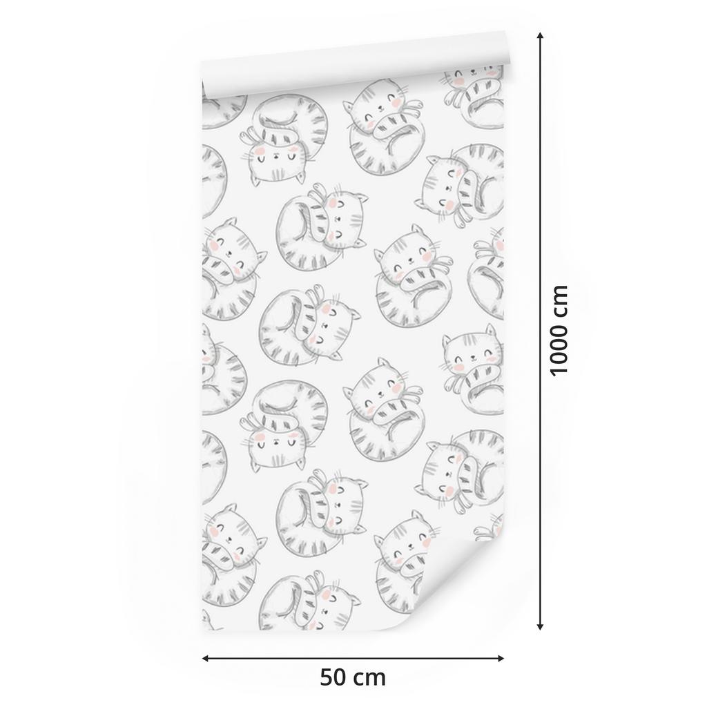 Sleeping kittens wallpaper for living room and bedroom 50x1000