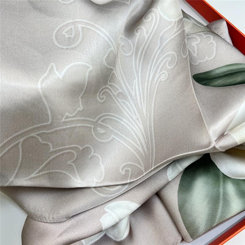 53*170cm High-grade 100% Mulberry Silk Scarf Lotus Luxury Shawl Neckerchief Gift Spring Autumn for Women