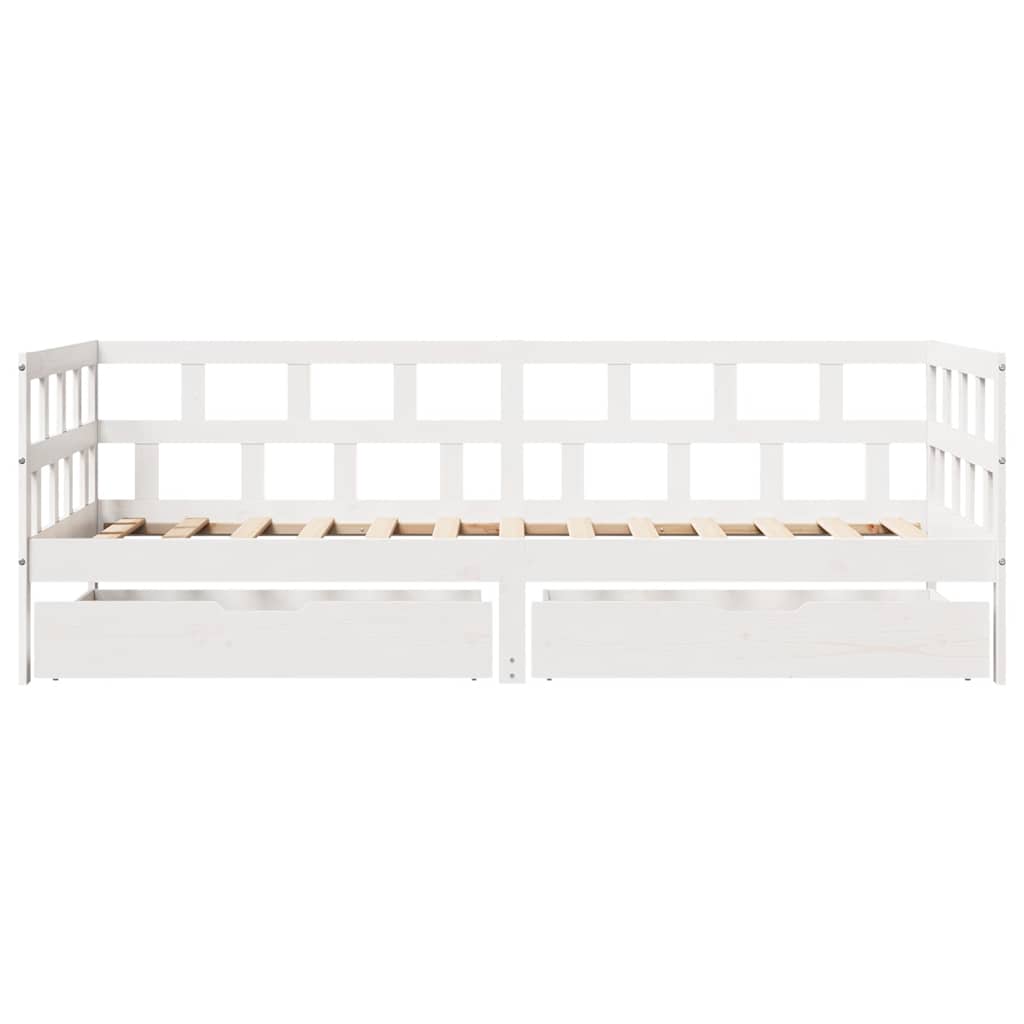 Daybed with Drawers White 80x200 Cm Pine Wood