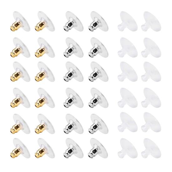 120 Pcs Earring Backs with Pad Hypoallergenic Earring Stoppers Acrylic Earring Backings Replacement for Lost Earring Backs DIY Earring Making