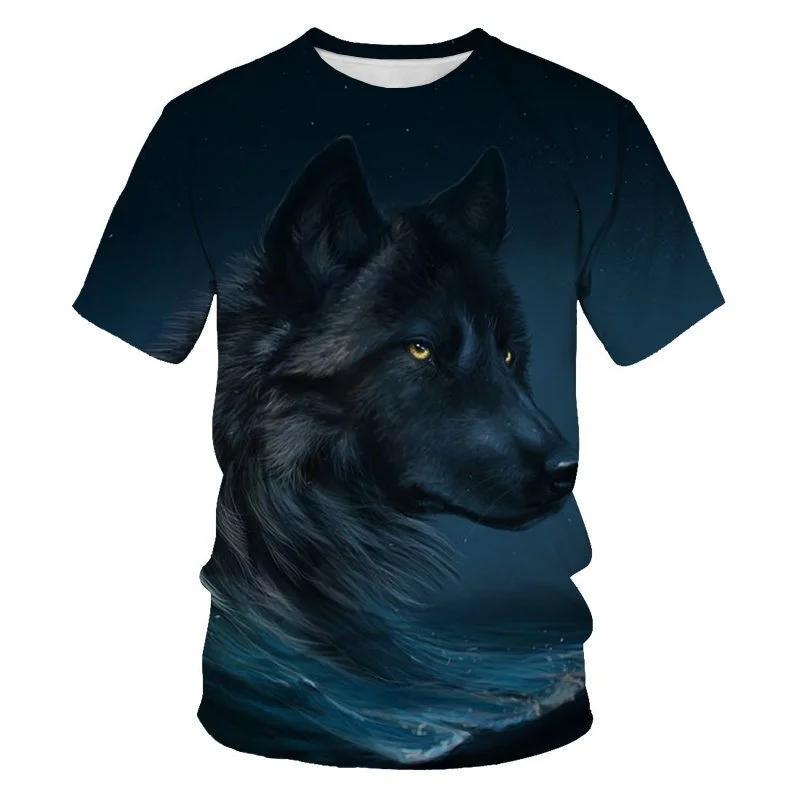 Sommer-T-Shirt für Herren mit Tiermuster und lustigem O-Ausschnitt, bequemes Kurzarm-Oberteil in Übergröße