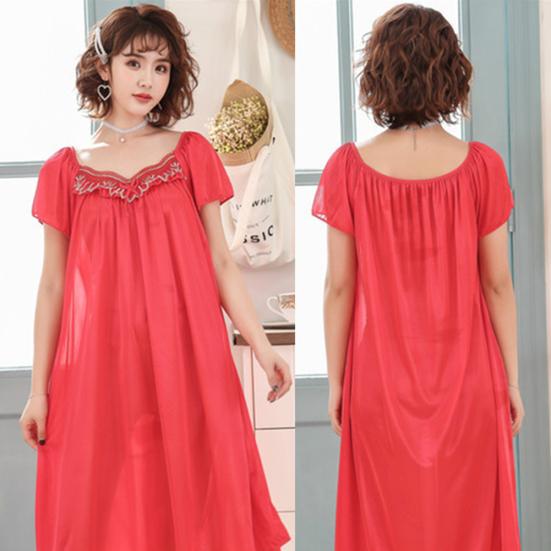 Sexy Wome Pustende Oversized Kortermet Midi Nattkjole Natttøy Pyjamas