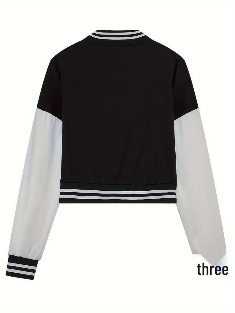 2024 Color Block Single-Breasted Letter Women's Baseball Jacket - Spring/Autumn Collection