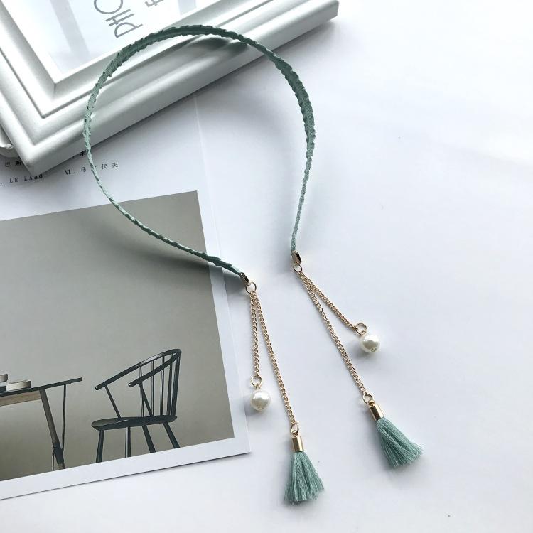 Simple fabric headband, flower pearl fake earrings, temperament versatile fringed pendant, headband, hairpin and hair accessories.