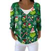 Women's Fashion Long Sleeve Christmas Snowman Snowflake Print Jacket Cardigan