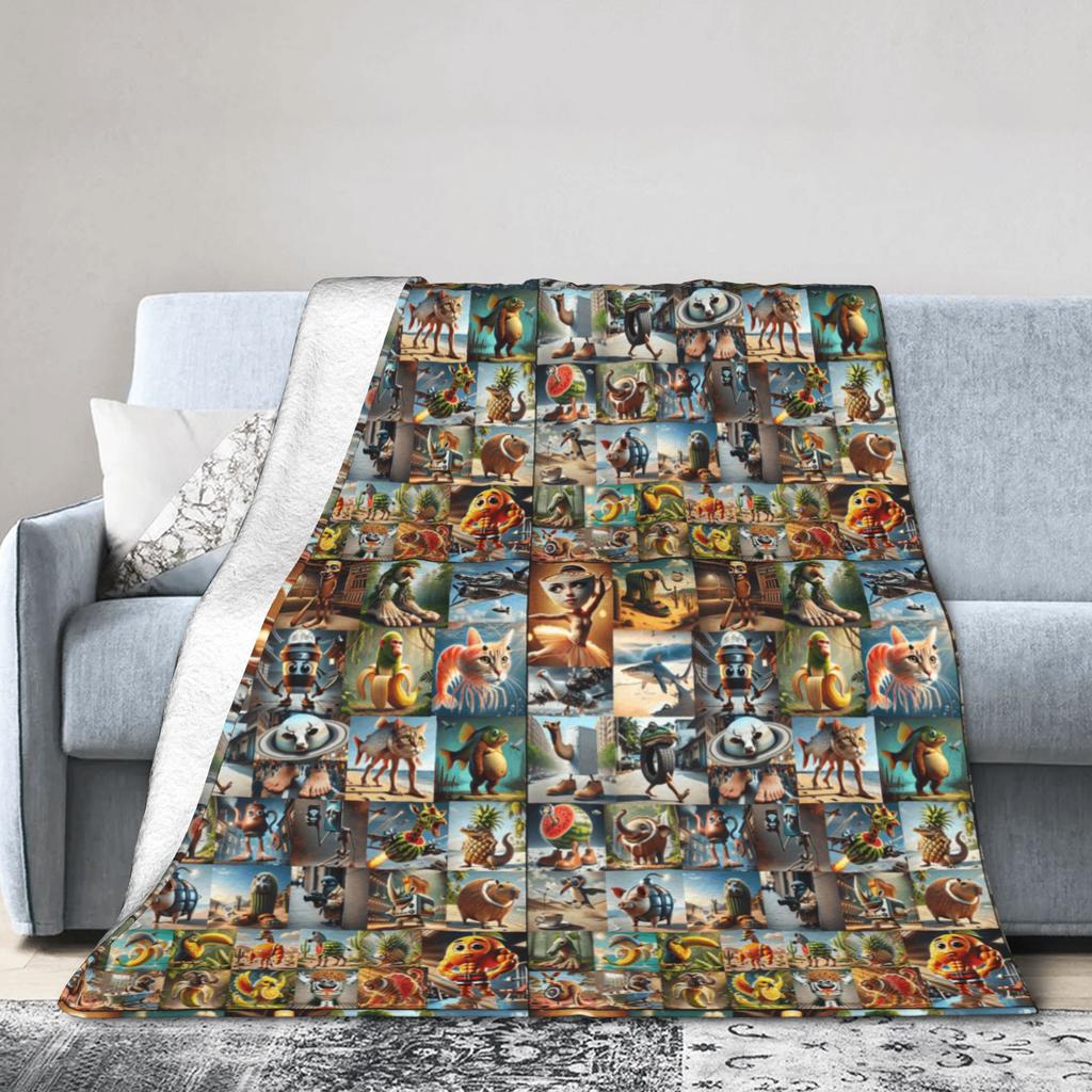 Warm Soft Blanket Funny Italian Brainrot Memes Compilation Bedding Throws Flannel Bedspread For Couch Chair Sofa Bed Bed Cover