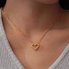 Sterling Heart Pendant Necklace With Moissanite Stone Gold Plated 14K Classic Elegant Jewelry Women