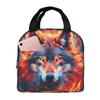 De Wolf De Blik Dringt Door Het Vuur Lunchtas Geïsoleerde Lekvrije Lunchbox Container met Voorvak voor Meisjes Jongens