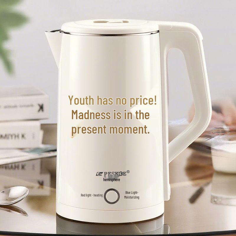 Stainless Steel Electric Kettle with Double Layer and Automatic Shut-Off, Large Capacity