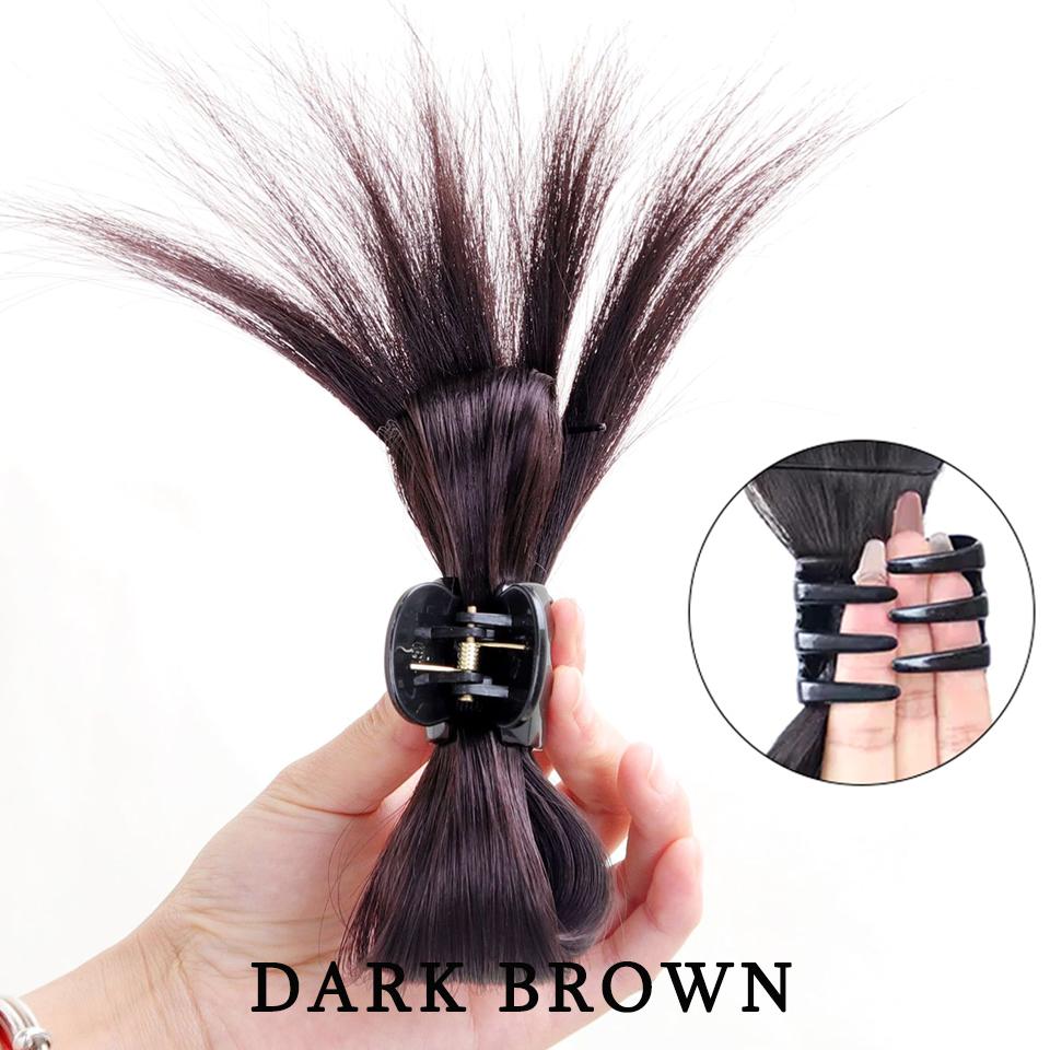 Synthetic Hair Crystal Butterfly Clasp Bun Scrunchie Claw Clip In Hairpiece Hair Extensions Natural Fake Hair Accessories