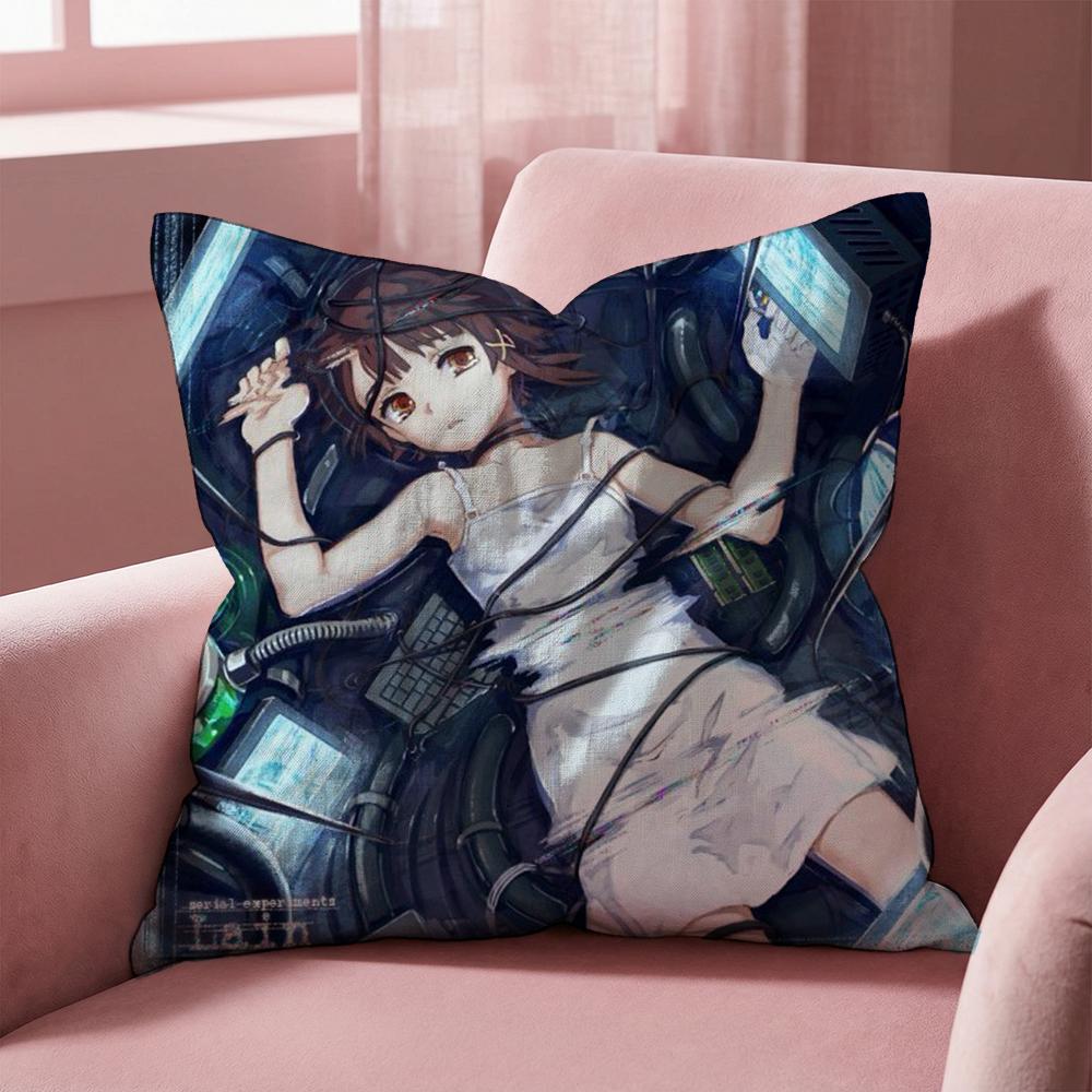 S-Serial Experiments L-Lain Cushion Cover Multi-Scene Pillow Cover for Home & Car - Reversible, Soft & Durable for Daily Use