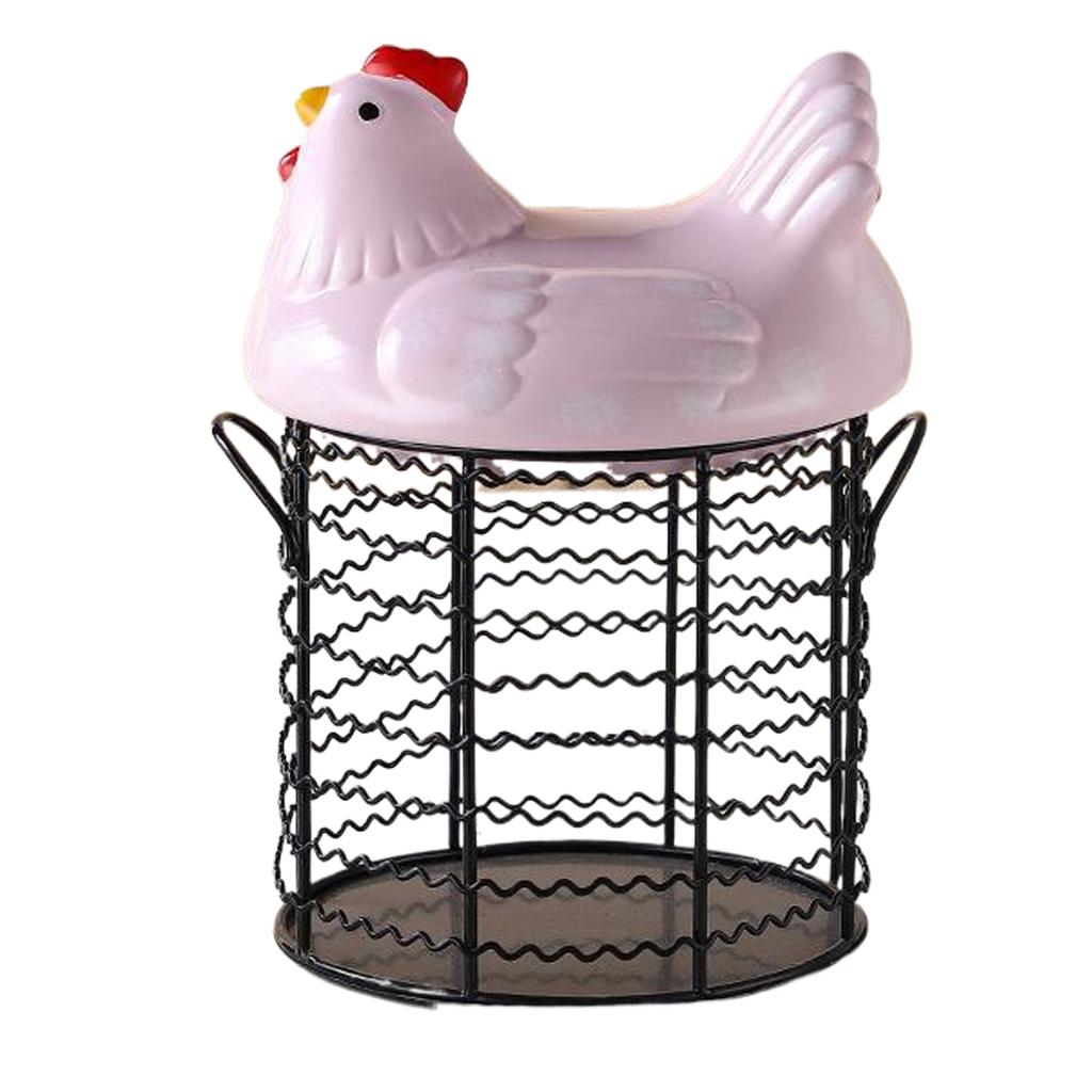 Vintage Wire Egg Storage Basket Chicken Shape Fruit Organizer For Kitchen Organization Fruit Basket