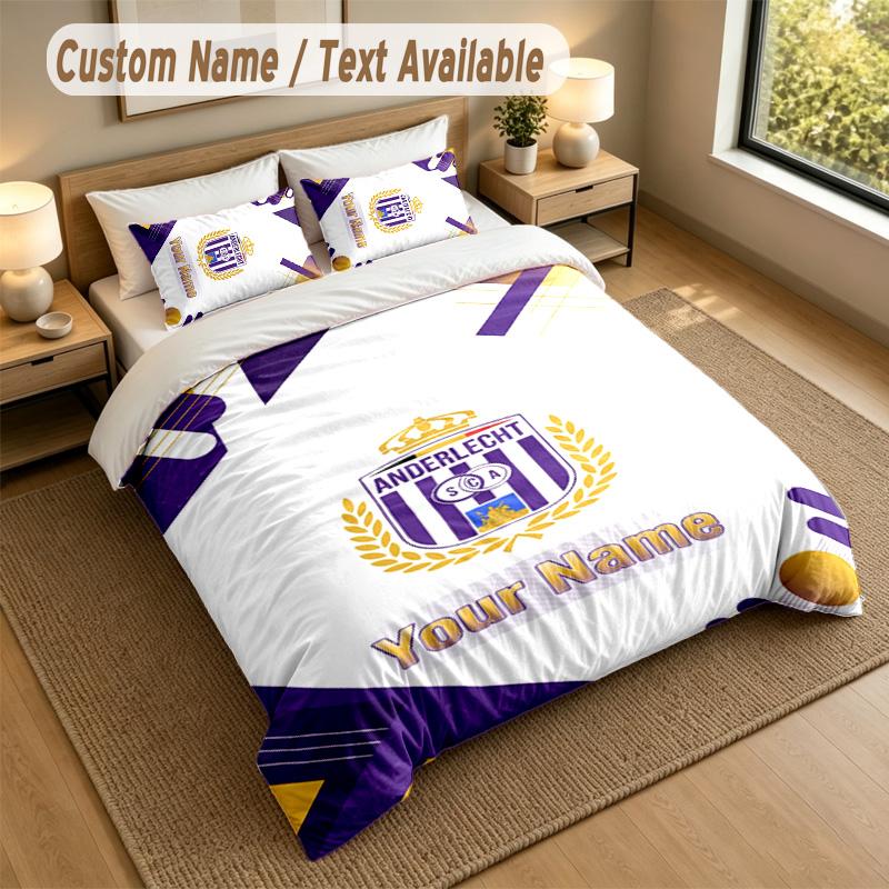 3Pcs Bedding Set Custom Name Text, 1 Sheet 2 Pillowcases Home Bed DecorAnderlecht FC