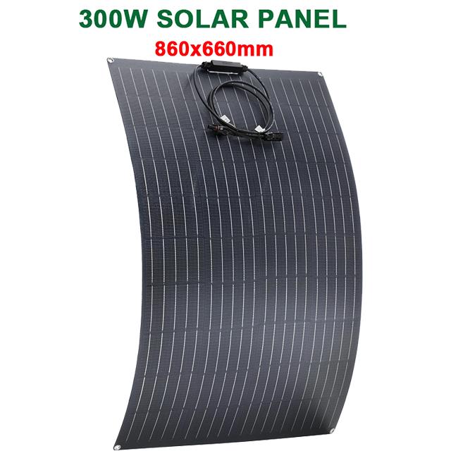 

Комплект солнечной панели 300 Вт Гибкий монокристаллический фотоэлектрический модуль Высокая эффективность Заряд для 12 В аккумулятора для дома, автодома, лодки, автономной системы