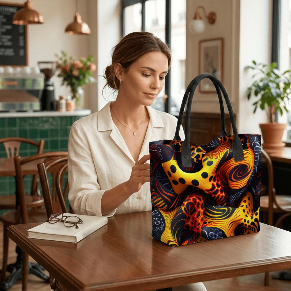  Stylish Printed Large Capacity Tote Bag Casual Daily Use Shoulder Handbag