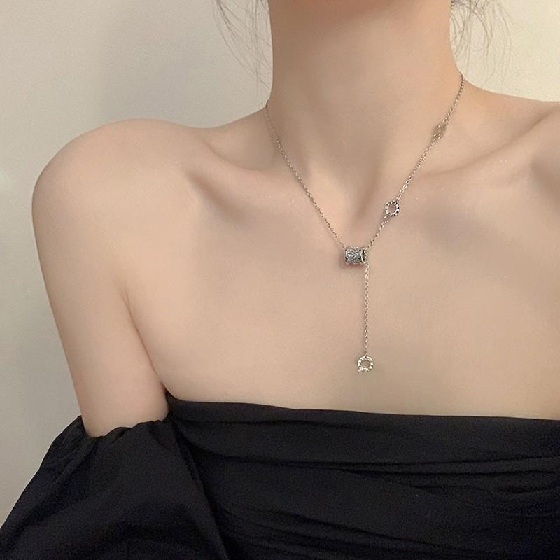 Women's Luxury Silver-Plated Tassel Pendant Necklace
