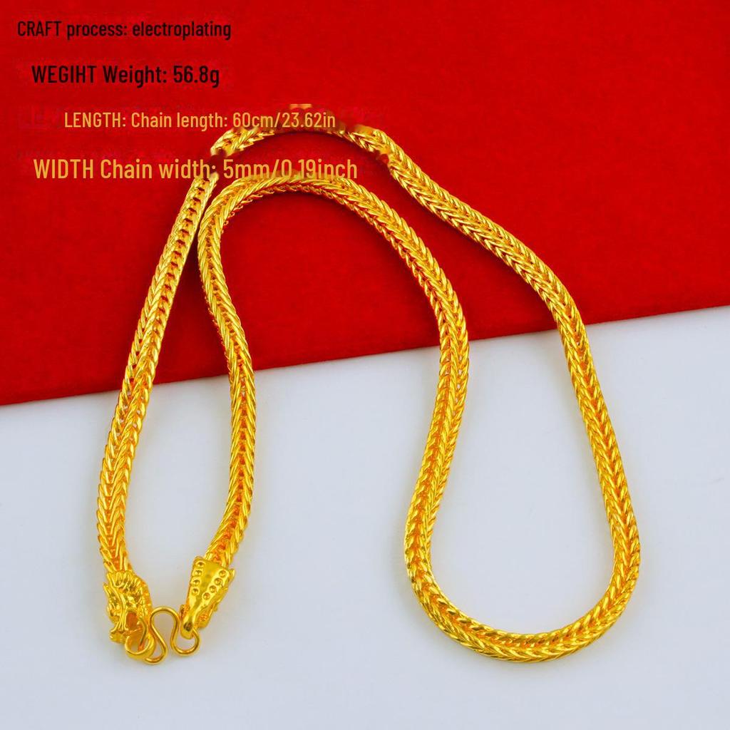 Men's Alloy Gold-Tone Necklace – Bold, Durable, Street Style Accessory