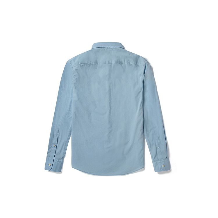 Timberland Embroidered Logo Slim Fit Casual Double Layer Cuff Long Sleeve Shirt Men Shirts Sky-Blue A2ERT-940
