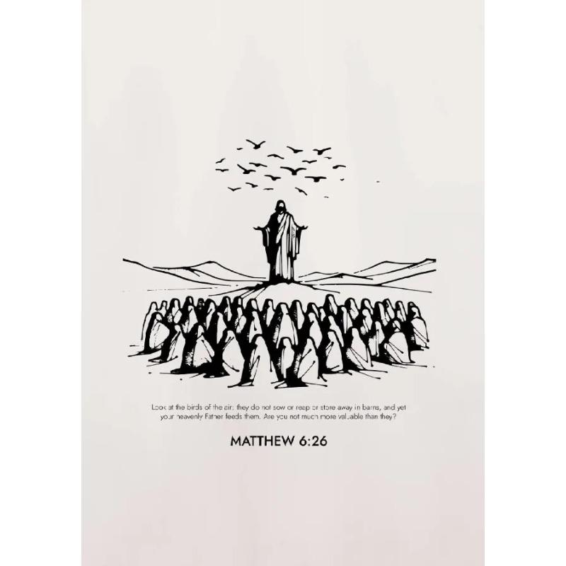 Jesus Walking On Water Look At The Birds Bible Christian Posters Canvas Printing Wall Art Picture for Living Room Home Decor