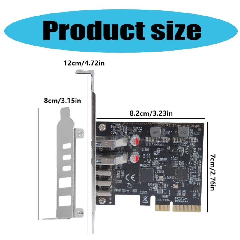 Highly Speed USB3.2 Gen 2 PCIE 4X 5 Port Adapter Card with Type A &Type C Interfaces for Widely Use PCIe Converters