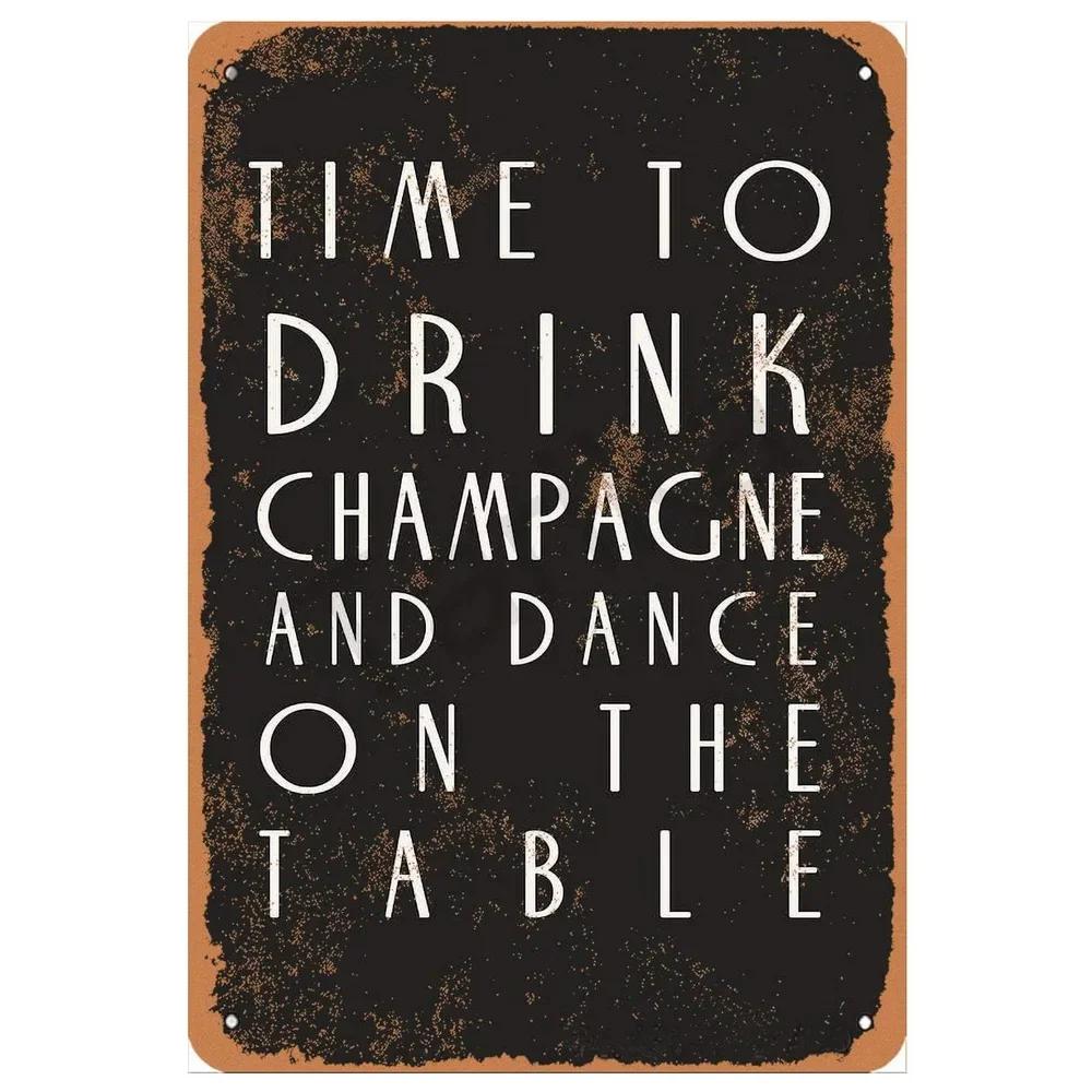 Französischer Champagner Retro Vintage Metall Blechschilder Poster Platte Wanddeko für Heim Bars Café Man Cave Clubs Retro Poster Plakette