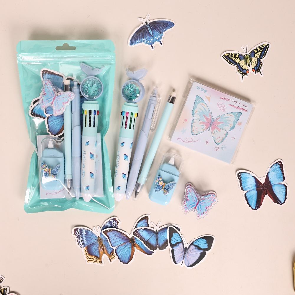 Dreamy Butterfly Theme Stationery Set Complete Stationery Gel Pen Creative Stationery Kit Students синий