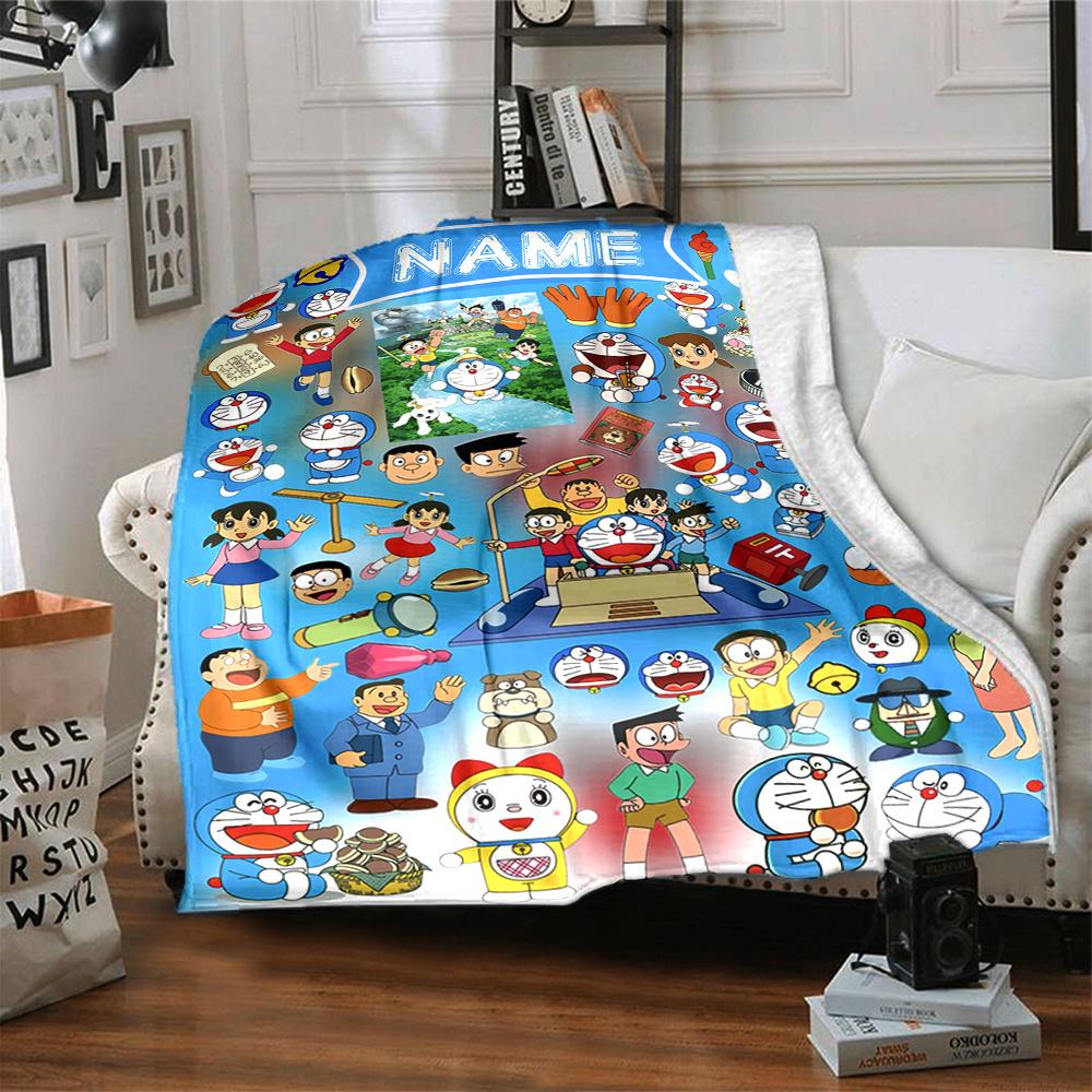 Doraemon Friends Adventure Forest Four Seasons Blanket Customized With Your Name Lightweight And Warm Perfect Gift For Home Office Camping Sofa Travel
