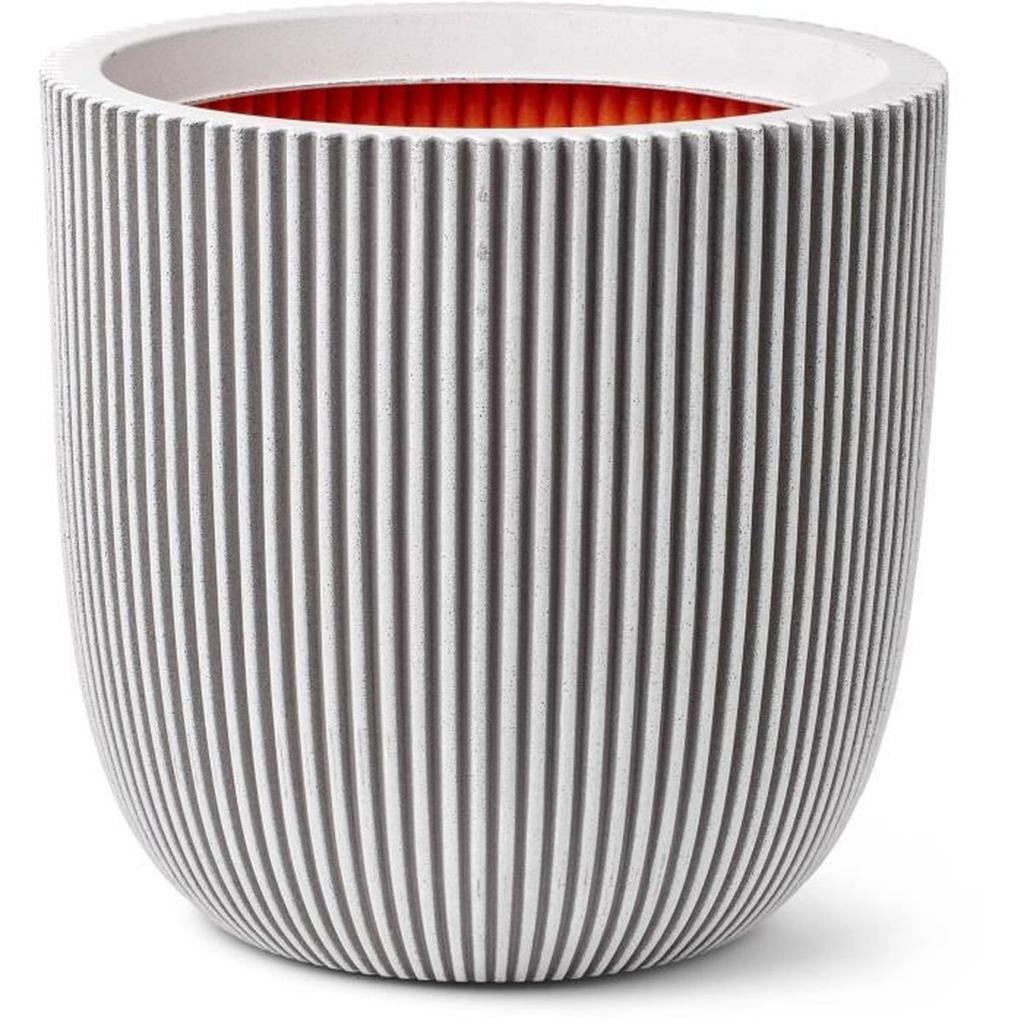 CAPI EUROPE Pot de fleurs GROOVE NL - 43x41 cm - Ivoire - Résistant aux intempéries