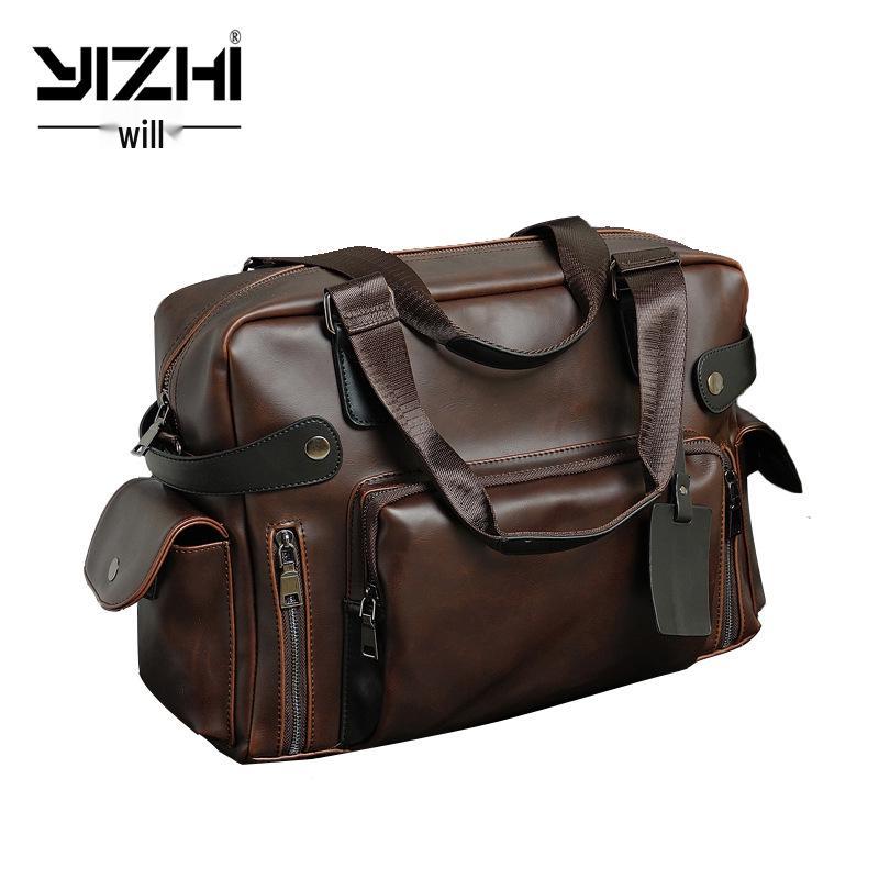 Korean Style Men's Crazy Horse Leather Crossbody Travel Bag - Large Capacity, Casual Shoulder Handbag