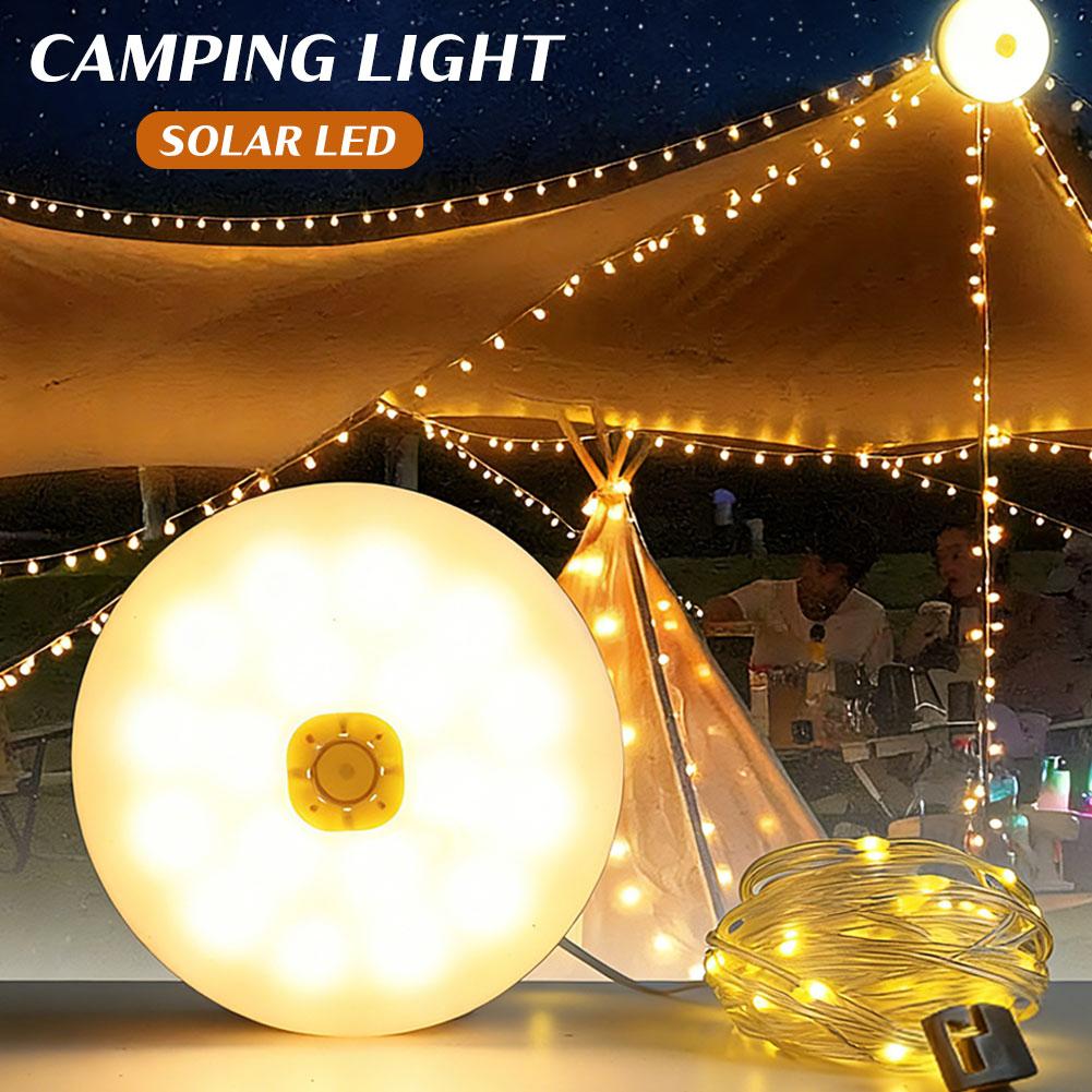 Solar Camping Lights For Tent 1Pc 4 in 1 Solar String Lights Outdoor 8 Lighting Modes