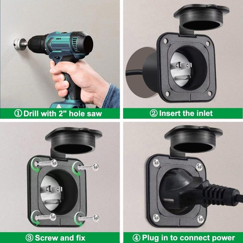 15A 125V Campers Power Outlet Waterproof Shock Resistant Design for Campers Vehicle Interior Electrical System