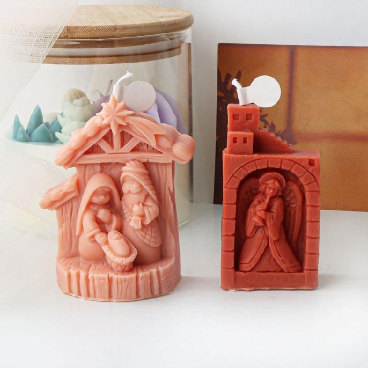 Jesuses Family Candle Molds Casting Molds Silicone Mould for Table Decorations
