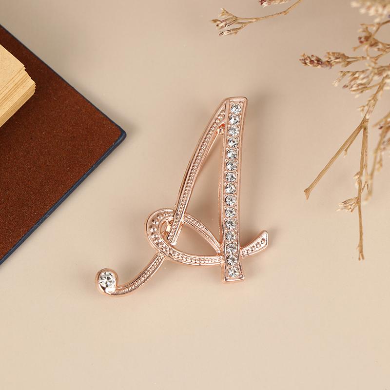 Women Luxury Letter Brooch Pins In Rose Gold Color   English Alphabet Pins Cute Jewelry Accessories Gift