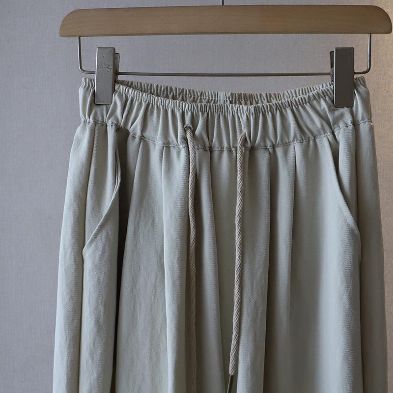 [Bi Zheng] 2025 Early Spring Women's Korean Style Loose Wide-Leg Elastic Waist Casual Pants