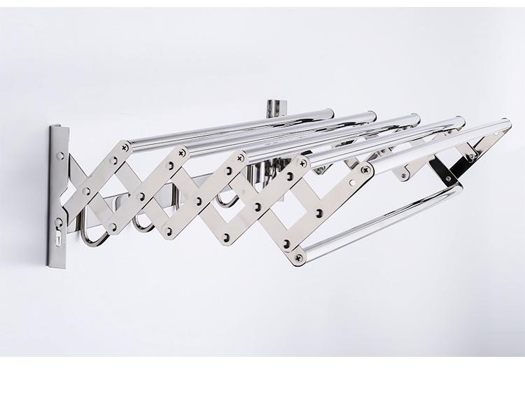 304 Stainless Steel Retractable Towel Rack with Hooks for Bathroom, Hotel, or Balcony Drying